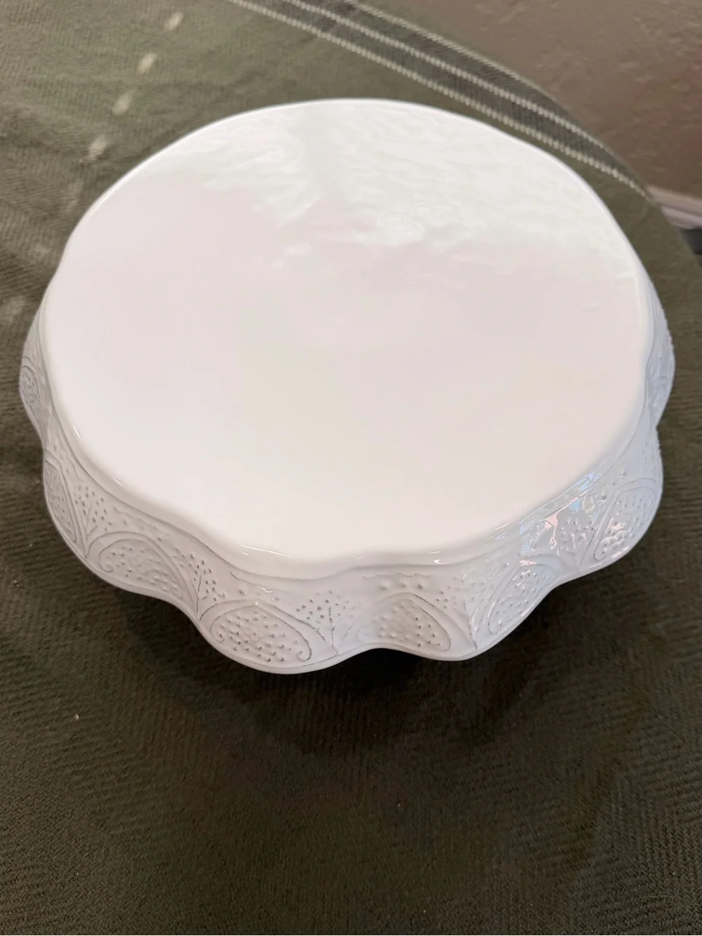 Sweet Ceramics Italy White Pedestal Cake Stand 13”x5”